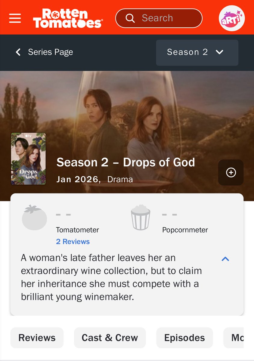Yupi198504's tweet image. S25のTOPページと批評家評一覧
👉rottentomatoes.com/tv/drops_of_go…

#神の雫/#DropsOfGod #山下智久