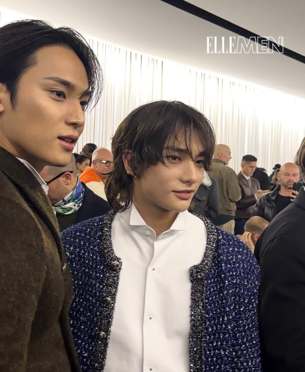 SEVENTEEN's Mingyu and Stray Kids' Hyunjin serve looks together at the Dior Fashion Show.