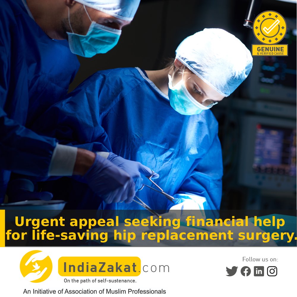 Hafiz &amp; former Imam Mohammed Mustafa urgently needs a hip replacement due to severe post-COVID complications. He’s been unable to walk for 3 years. Surgery costs ₹9L (₹3L arranged). Your support can help him walk &amp; serve again.

Donate today at indiazakat.com/Campaign/24560/
