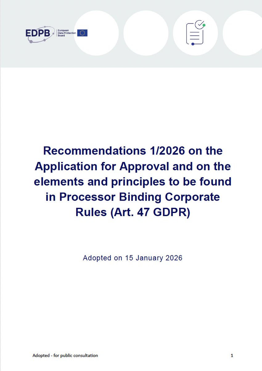 Ing_Mili's tweet image. #NovedadesPDP 🇪🇺 #DataTransfer

📘 ¿Trabajas con transferencias internacionales de datos personales?
Entonces este documento es lectura obligatoria.
Las Recomendaciones 1/2022 del @EU_EDPB  sobre las BCR-C redefinen cómo deben diseñarse las reglas corporativas para garantizar una