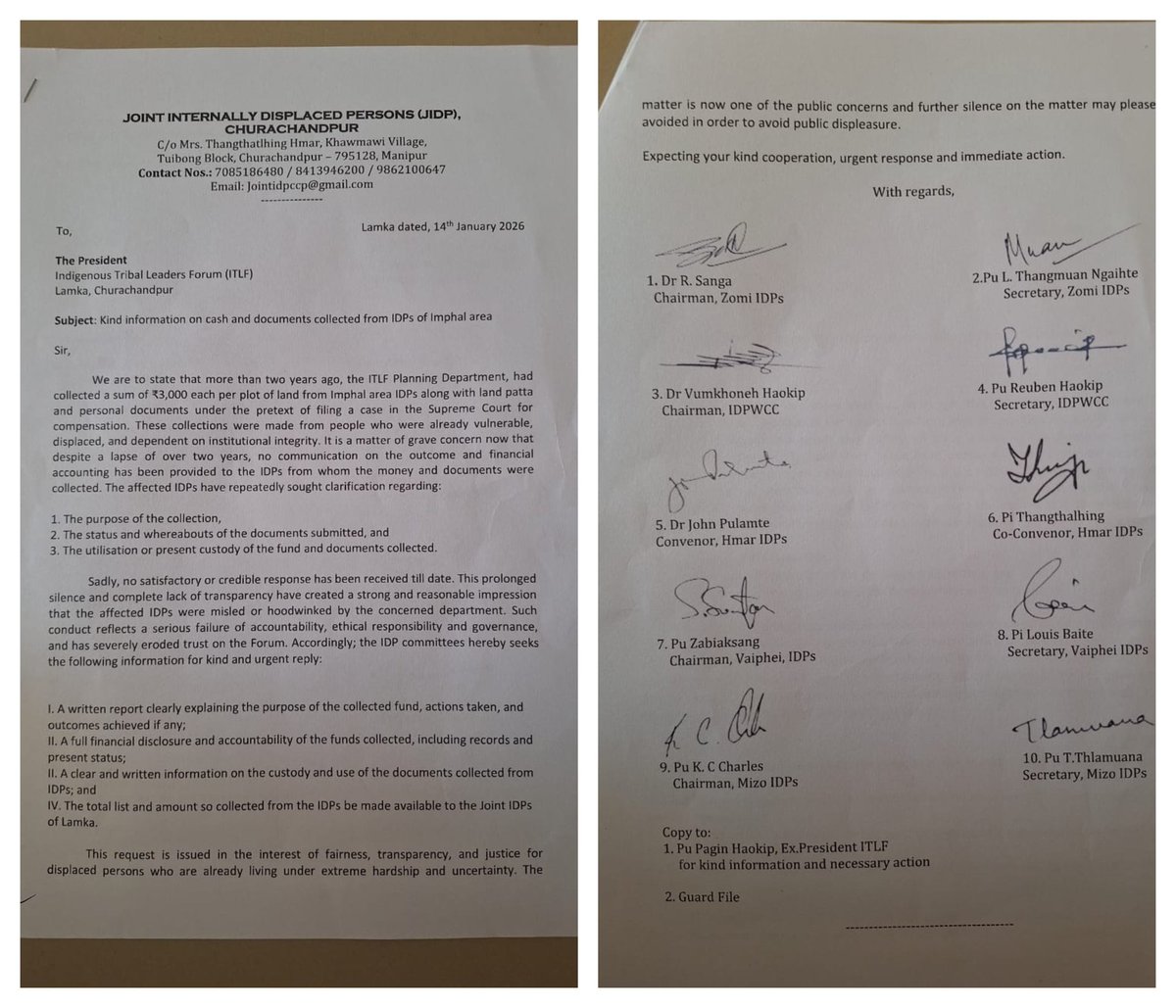 Nengtinlhing's demise has been politicised to blame the Meiteis by the  Kuki CSOs and demand separate administration even more. But unfortunately <a href="/behindttruth/">Behind The Truth</a> and Hih Chet2 Cyber Team 3.0, a Zomi WhatsApp Channel exposed Kukis propaganda and ITLF (image 1) 
Link :