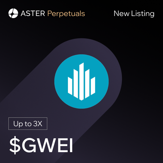 New listing alert! 🚨

Aster is the FIRST perp DEX to list $GWEI ( <a href="/ETHGasOfficial/">ETHGAS</a> )!

Trade with up to 3x leverage before anyone else, and earn 1.2x trading points from now until Jan 28, 23:59 UTC.

🔗asterdex.com/en/trade/pro/f…