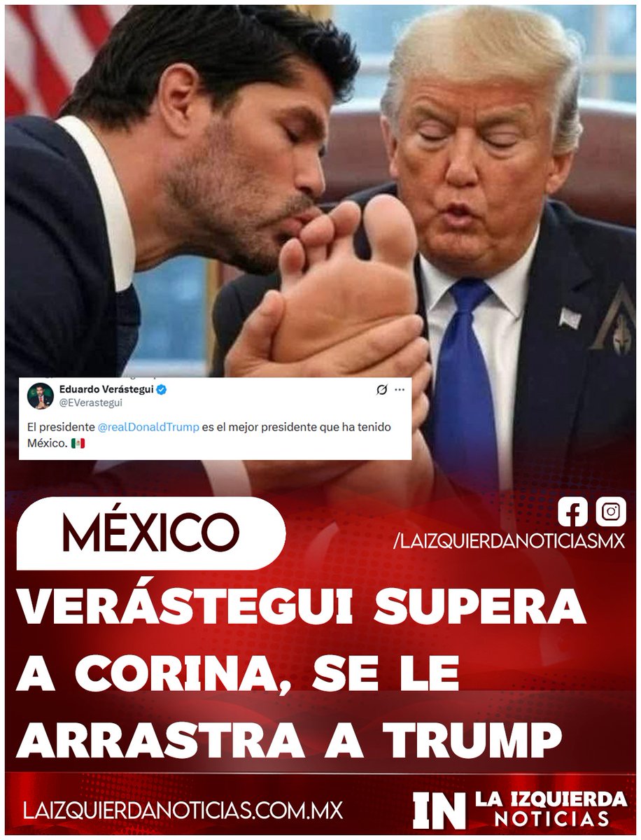 ¡RIDÍCULO MUNDIAL! El líder católico Eduardo Verástegui no tiene decencia ni el mínimo de respeto, para quedar bien con el pedófilo y ganar presencia en su sueño presidencial, publicó: “El presidente Donald Trump es el mejor presidente que ha tenido México” ¡Aunque no lo crea!