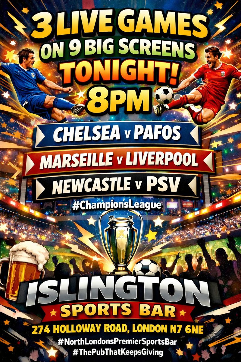 Top place if you looking for somewhere to watch the footy in North London tonight.