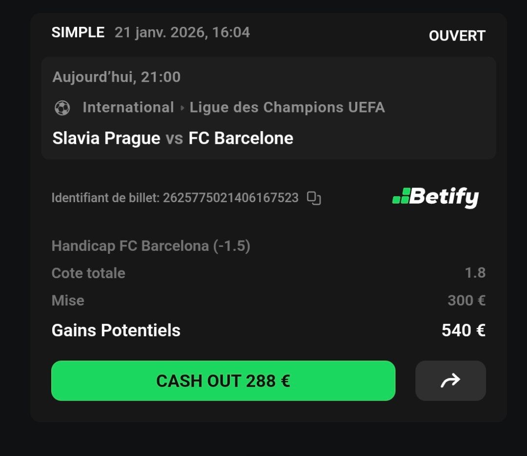 ⚽️🇪🇺 Slavia Prague vs Fc Barcelone : Fc Barcelone gagne par au moins 2 bus <a href="/1/">1</a>,80🔥🌵

10€ en Paysafecard à gagner 🎁 

Commente ❤️ / 🔄

⚡️ S'inscrire sur Betify 👉 tinyurl.com/BETIFYOFFICIEL

#TeamParieurs #liguedeschampions