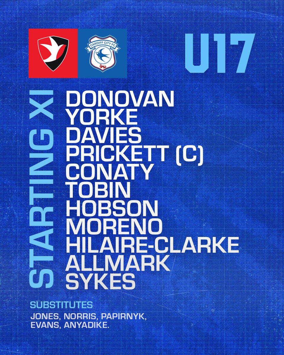 CF11Academy's tweet photo. U17 🔢 | Here's how the young #Bluebirds lineup for tonight's clash away against Cheltenham Town! 💙

#CityAsOne https://t.co/wXNc3Q7WOr
