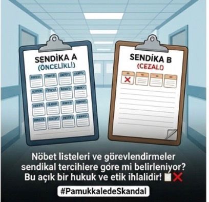 Nöbet listeleri ve görevlendirmeler sendikal tercihlere göre mi belirleniyor? Bu açık bir hukuk ve etik ihlalidir! 📋❌ #PamukkaledeSkandal