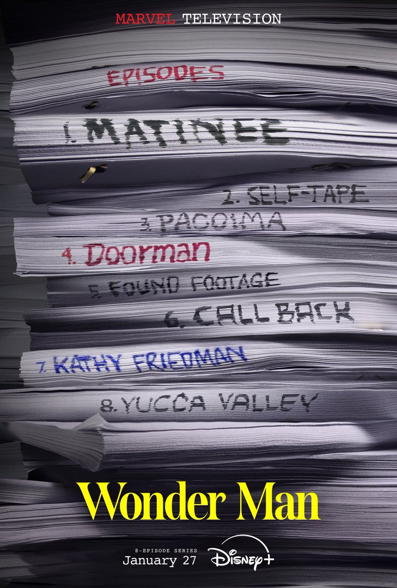 Stranger7696's tweet photo. The episode titles for ,#WonderMan https://t.co/nH53djagke