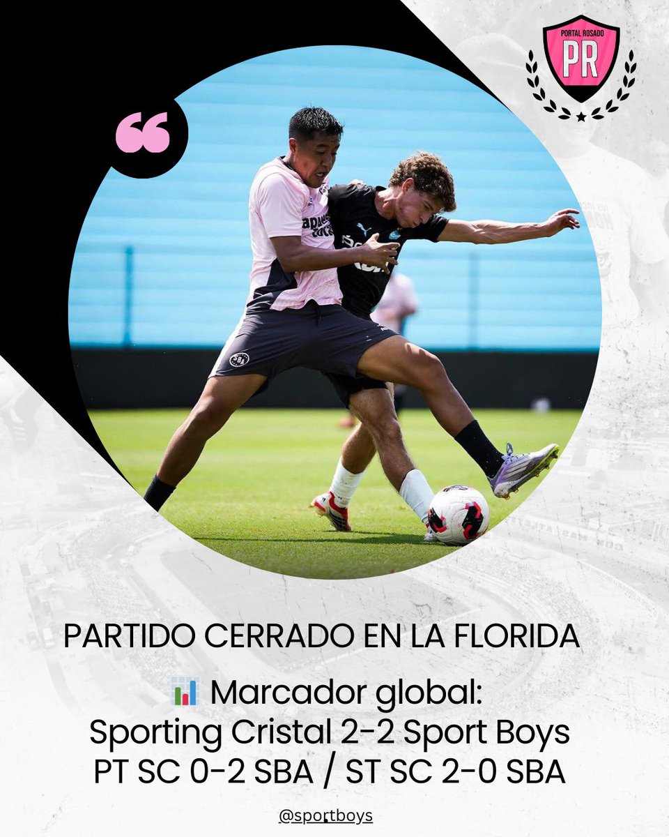 ¡PARTIDO CERRADO EN LA FLORIDA!
📊 Marcador global:
Sporting Cristal 2️⃣ – 2️⃣ <a href="/sportboys/">Club Sport Boys Association</a> 

⚽ Sport Boys continúa afinando detalles y sumando minutos importantes para el inicio de la <a href="/Liga1TeApuesto/">Liga1 Te Apuesto</a>. 

📸 SBA
#Liga1TeApuesto  #SPORTBOYS #Callao #ElPortalDelHinchaRosado #VamosBoys
