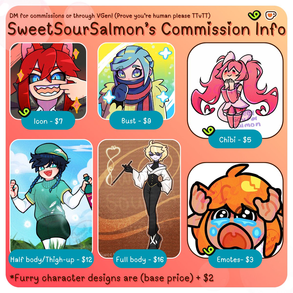 𓆜⋆˚࿔ Updated SweetSourSalmon's Commission Sheet 𓆜⋆˚࿔

#VGen available! :D

More Commission Info: docs.google.com/document/d/1...
Carrd: sweetsoursalmon.carrd.co
VGen: vgen.co/sweetsoursalmon
C0mm Process: x.com/sweetsoursalmo…

♡ + ↻ highly appreciated :>