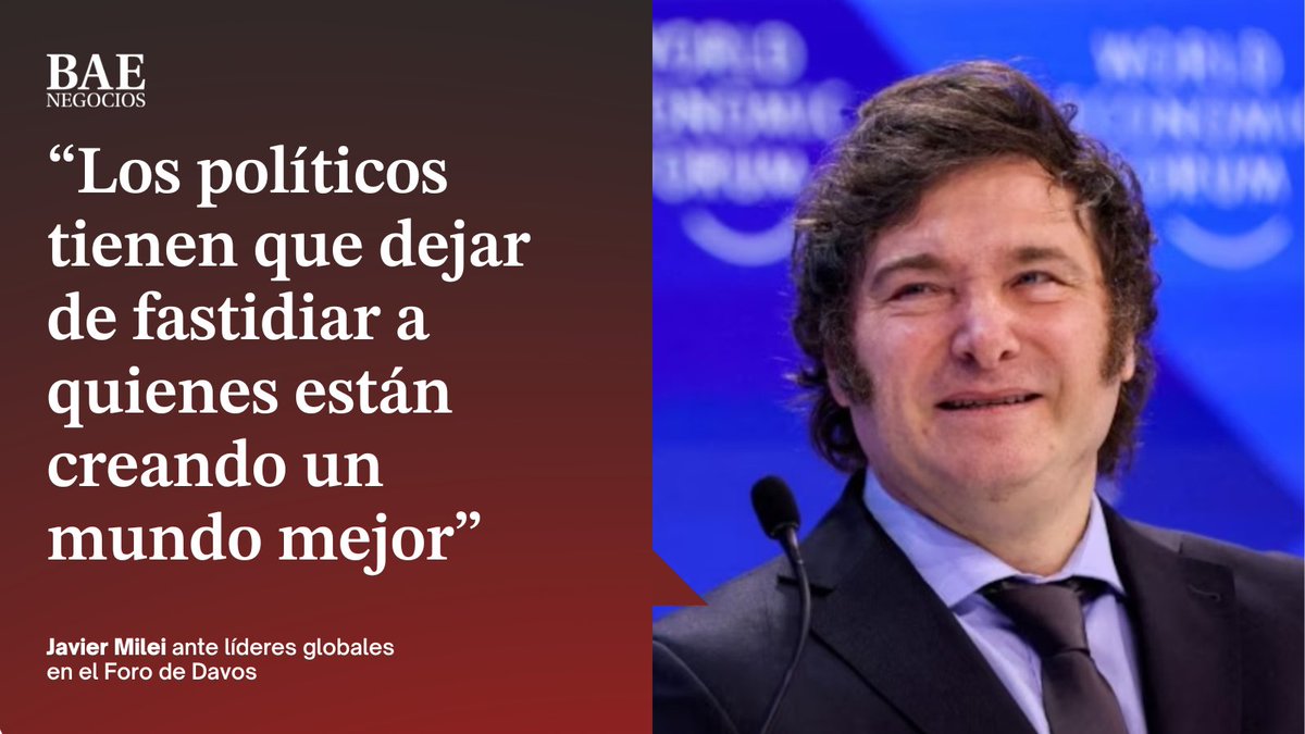 🗣️ "MAKE ARGENTINA GREAT AGAIN" 👉 baenegocios.com/politica/javie…

👀 Javier Milei habló ante líderes globales en el Foro de Davos y aseguró que "el mundo comenzó a despertar".