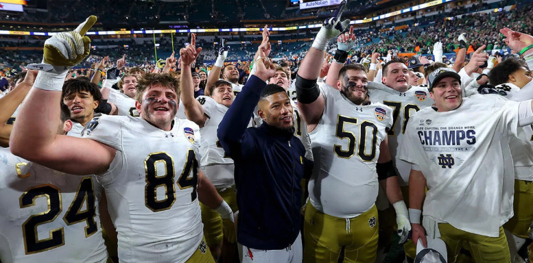 bet_105's tweet photo. BREAKING🚨

Notre Dame has claimed the 2025 National Championship

"We almost beat Miami, and they almost beat Indiana, so we are the rightful champions." - Marcus Freeman (probably) https://t.co/Kkz5kU69cI
