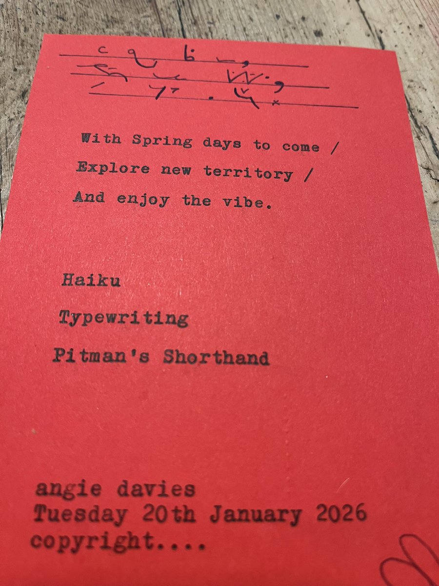 SoOccasionNow's tweet image. Another #Haiku #typewritten and #Pitman #shorthand(ed) for your glance.