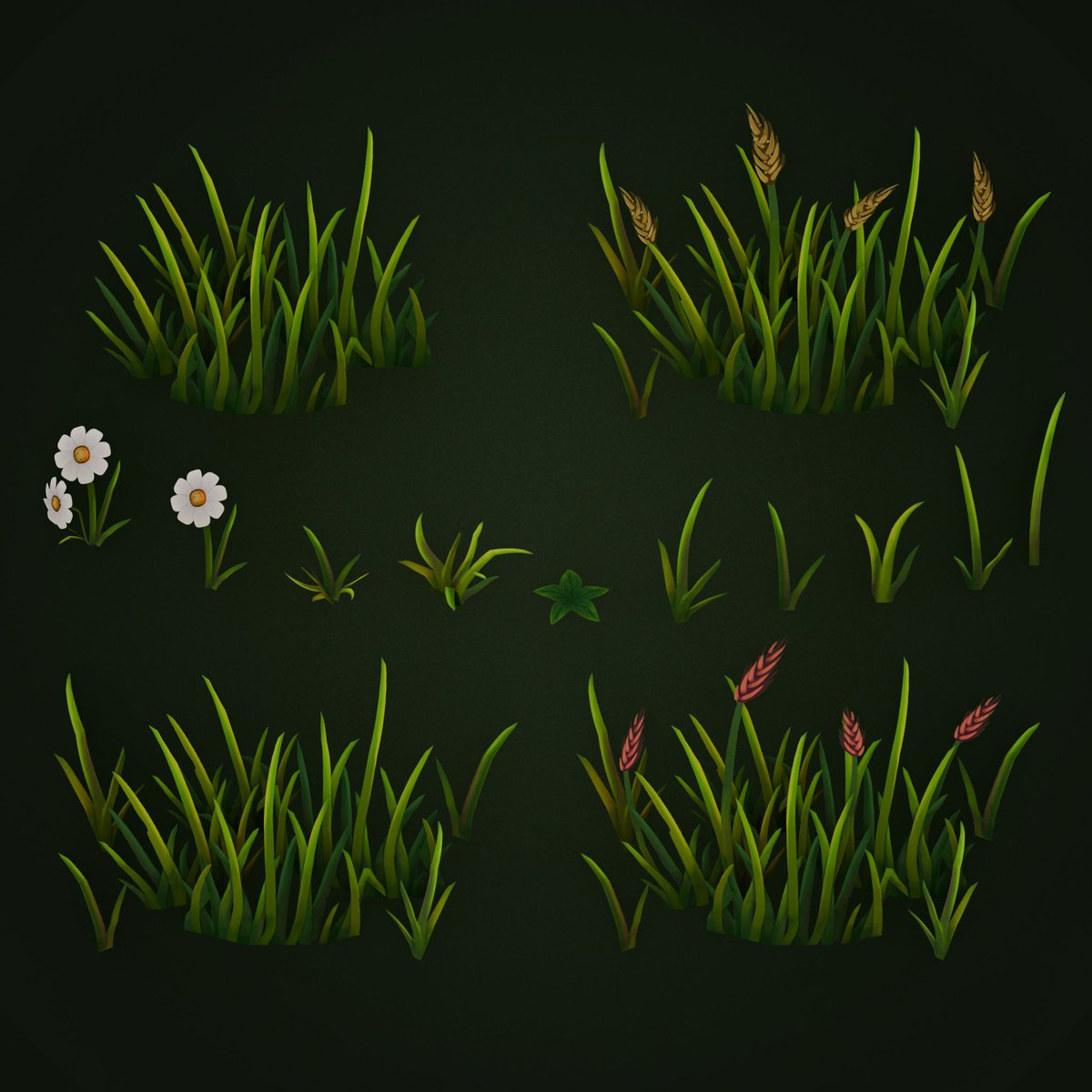 NobleCrowDev's tweet photo. Hand painted some grass textures. It was a fun process that I believe anyone can do :)

#blender3d #lowpoly #painting #art https://t.co/R6TyrrjygF