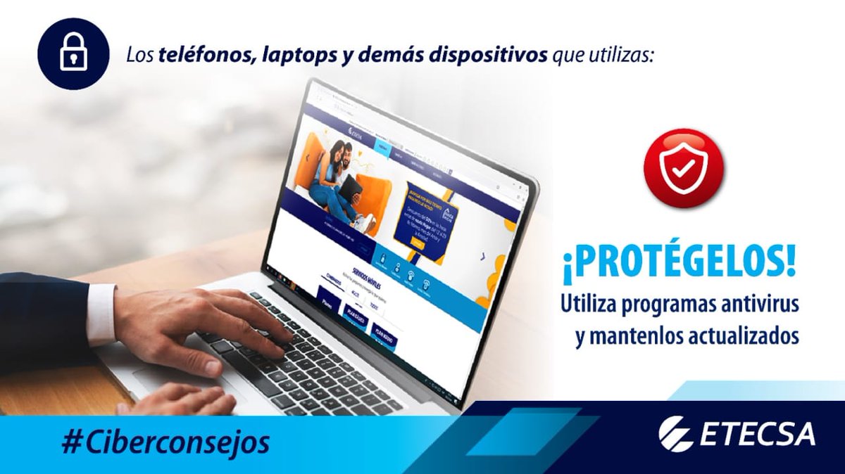 📢 Protege tus equipos 💻 y dispositivos electrónicos 📲.
👉 Usa antivirus 👾 y actualízalos periódicamente🔔.
👀 Ojo con lo que descargas. 
#Ciberconsejos