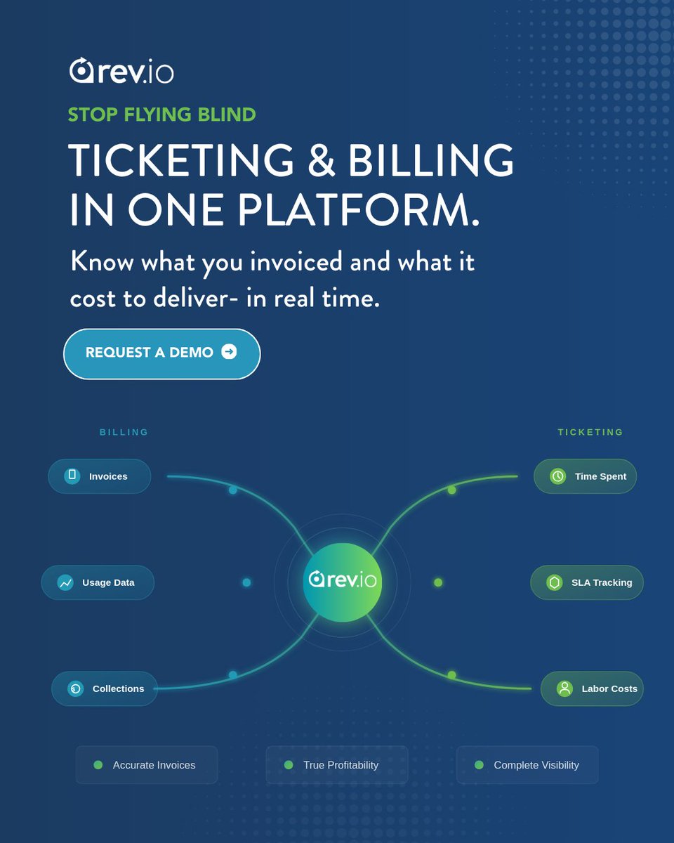 Running telecom billing without ticketing? You're flying blind. Billing shows what you invoiced. Ticketing reveals what it cost to deliver. Try Rev.io to connect both 👉 rev.io/demo