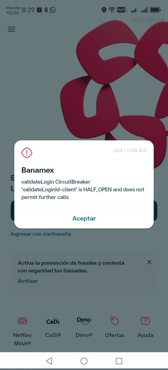The_Lula91's tweet photo. @banamex otra vez? Necesito realizar movimientos de dinero y vuelven a salir con esto 😡 https://t.co/f7imJnPdAb