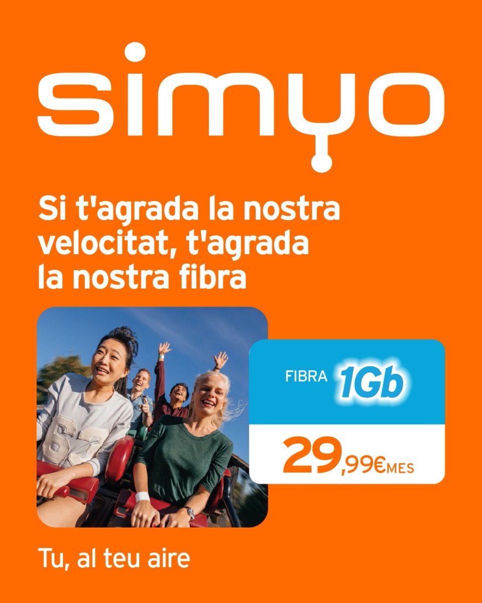 JMunteller's tweet image. 🚀 Fibra 1 Gb de Simyo per només 29,99 €/mes!
Sense sorpreses. Preu definitiu.
✅ Ideal si vols anar al teu aire i amb velocitat real.

📍 Contracta-ho a:
MUNTELLER INFORMÀTICA – Carrer Adrià VI, 7, Deltebre

📞 Demana més info o vine directament a la botiga!