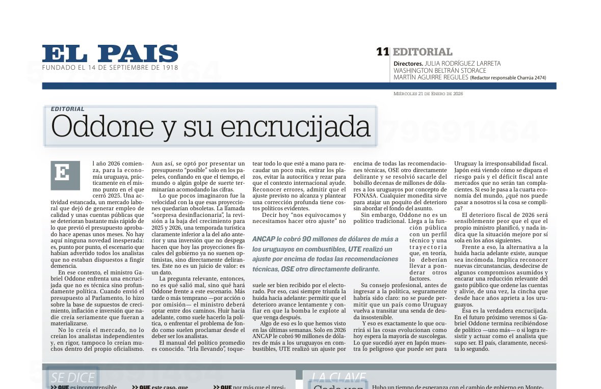 Uruguay enfrenta su mayor riesgo económico en el deterioro fiscal con una economía estancada. Con bajo crecimiento y empleo frágil, seguir acumulando deuda puede volverse insostenible. El dilema es político: postergar decisiones o ajustar el gasto para evitar una crisis mayor.