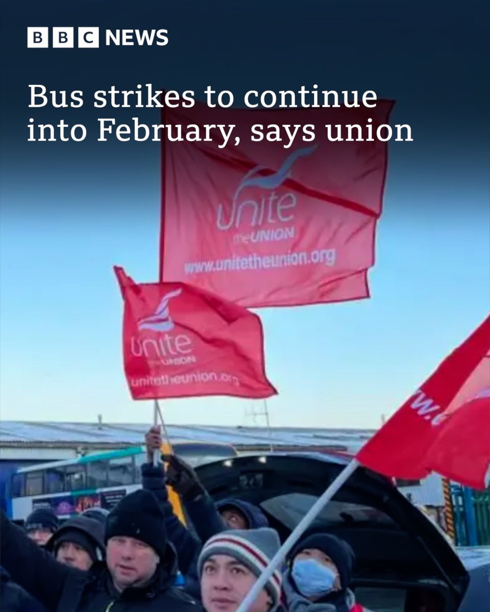 BBCCambs's tweet image. Bus drivers and engineers in Cambridge will continue strike action into February, says Unite the Union. 🚌

Read more here ➡️ bbc.in/4r3SjIY