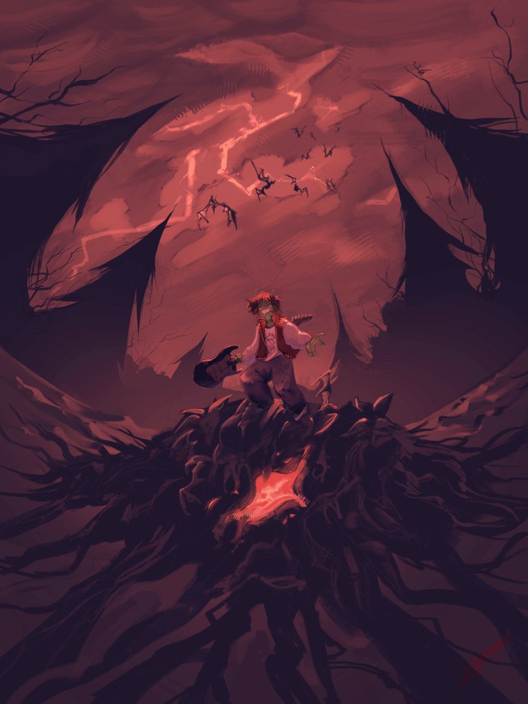 Zarkiias's tweet photo. Gift 4 my friend 🦭 
She was OBSESSED w/ Stranger things so i drew her killing demogorgons (i did not watch stranger things) #digitalart #procreateart #StrangerThings anyway love her https://t.co/vhOhygLRPB