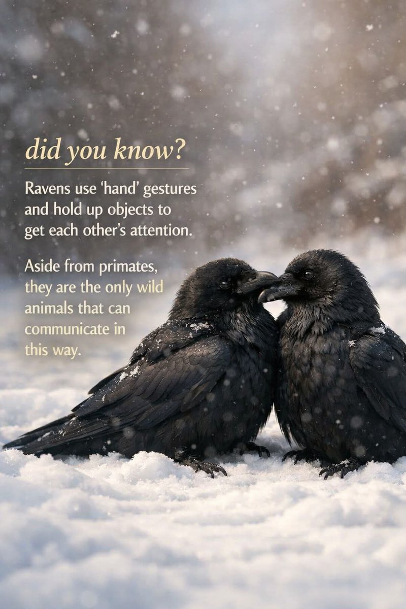 allaboutcrows's tweet image. Did you know?
Ravens speak without words — using gestures, trust, and shared moments.

They remember kindness, mourn their loved ones,
and choose one partner for life, proving that loyalty lives even in the wild. 🖤❄️
