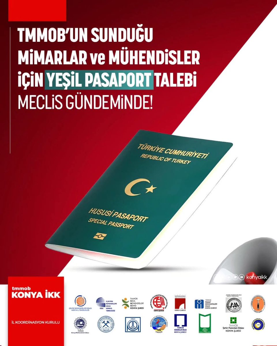 Teklif kapsamında; Türk Mühendis ve Mimar Odaları Birliği’ne (TMMOB) bağlı odalara kayıtlı, mesleğini aktif olarak sürdüren ve en az 15 yıllık mesleki deneyime sahip mühendisler ile mimarların yeşil pasaport hakkından yararlandırılması amaçlanmaktadır.