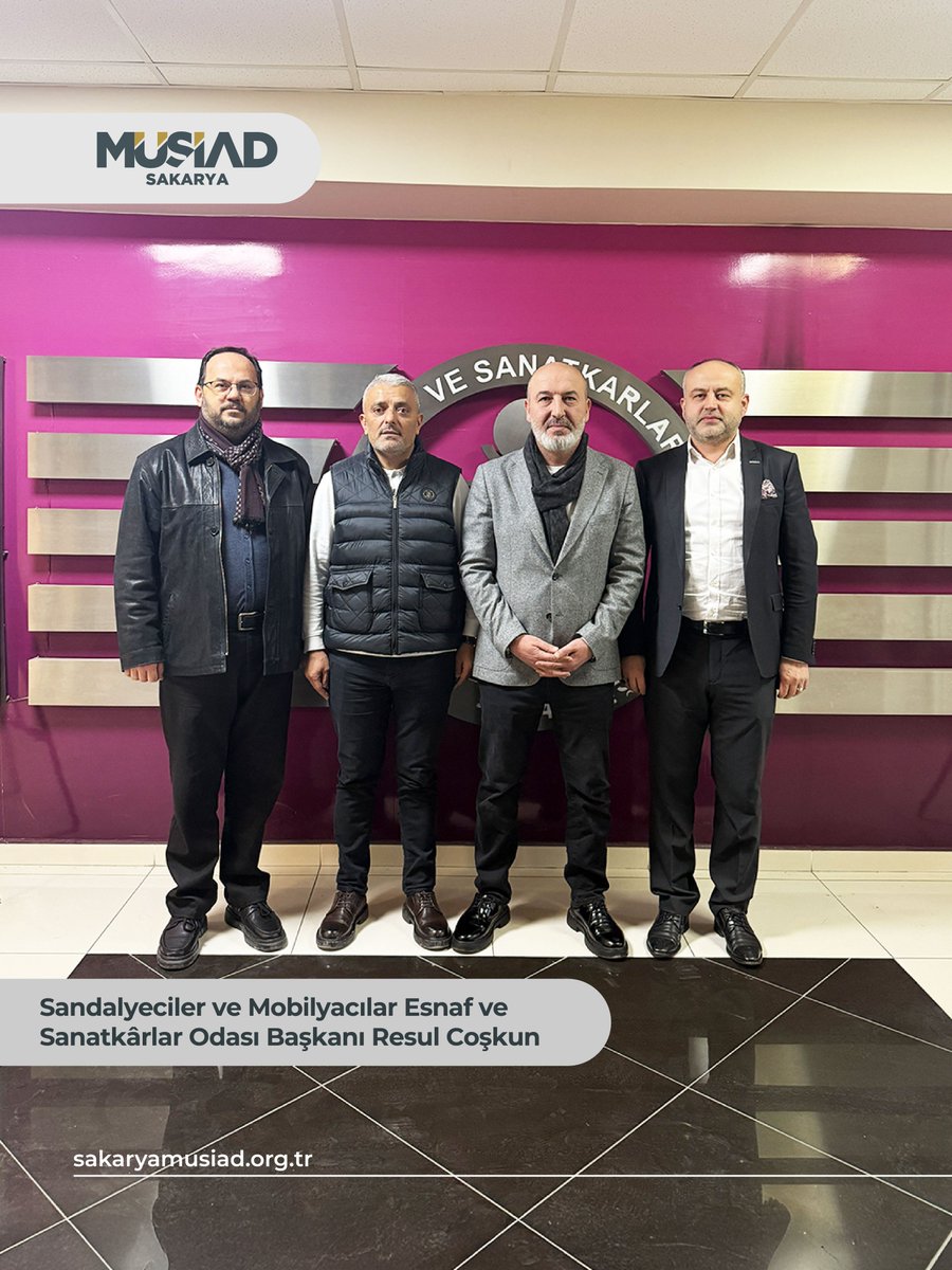 Sandalyeciler ve Mobilyacılar Esnaf ve Sanatkârlar Odası Başkanlığına seçilen kıymetli üyemiz Sayın Resul Coşkun’u tebrik ediyoruz.

Başkanımız Ahmet Cihan ve Teşkilatlanma Komisyonumuz ile birlikte kendisine hayırlı olsun ziyaretinde bulunduk.

Yeni görevinde başarılar diliyor;