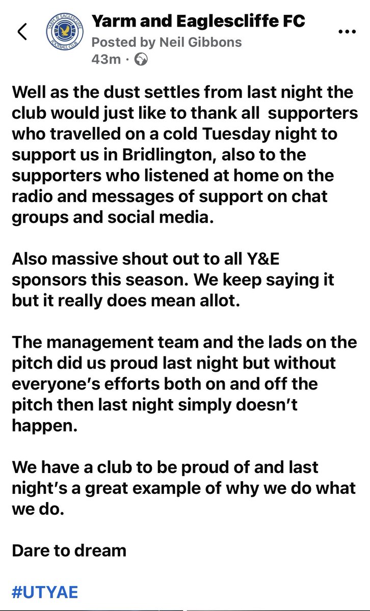 Yarm & Eaglescliffe FC tweet media