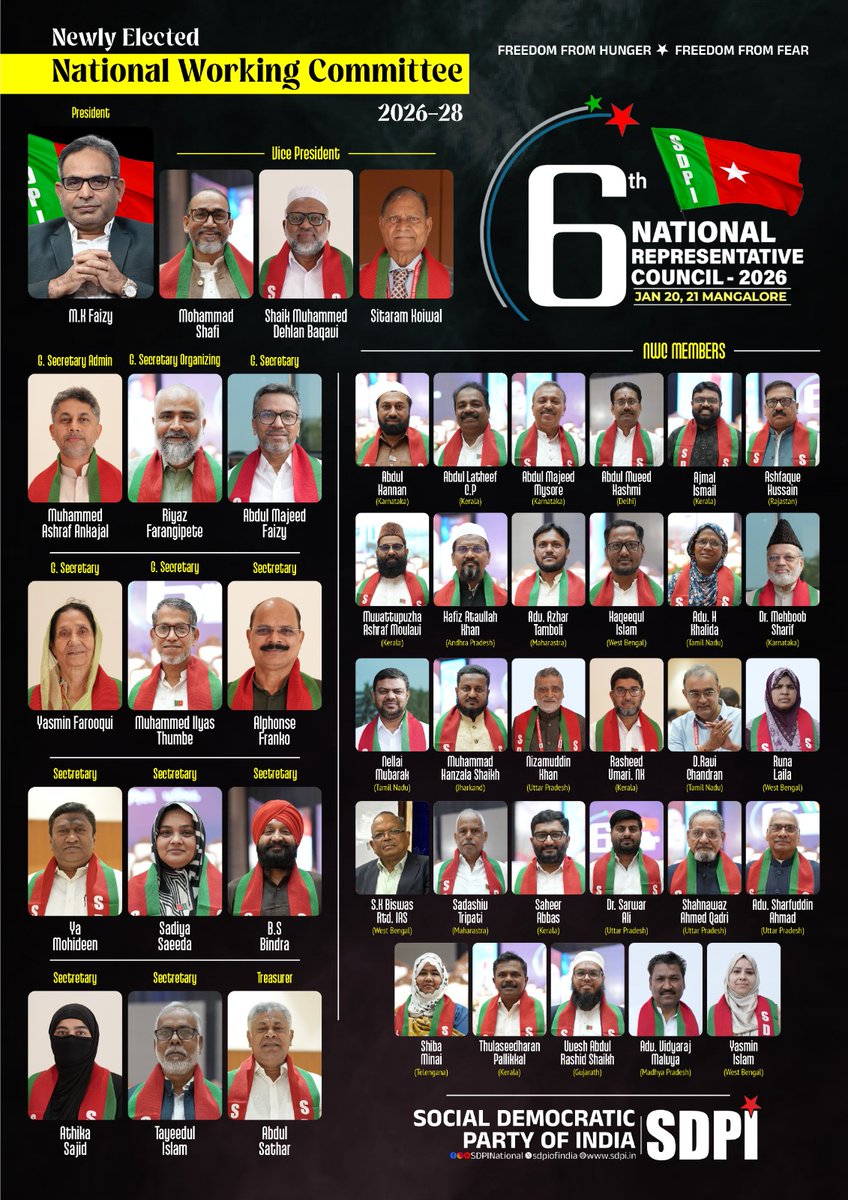 FaisyFahim's tweet photo. சமூக நீதி, சமத்துவம், சம வாய்ப்பு அரசியல் அதிகாரத்தின் மூலம் கிடைக்கப்படும் ஒற்றை சொல் என்பதை நடைமுறைப் படுத்த
மக்கள் வாழ்க்கையை மாற்ற பதவியேற்றிருக்கும் மாசற்ற அரசியல் தலைமைக்கு வாழ்த்துக்கள்.

#OurLeadersOurPride
#SDPIForIndia
#MKFaizyForIndia https://t.co/oNR5qItI9w