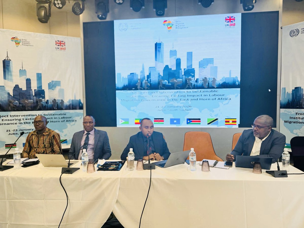 Yusuf_Wadani's tweet photo. Participated in the 4th Labour Migration Advisory Group (#LMAG) Meeting convened by @ilo under the #BRMM Programme in #Juba, #SouthSudan, where I presented Somalia’s labour migration country update, reaffirming the country’s commitment to sustainable labour migration governance⤵️ https://t.co/PzwjJPy7g9