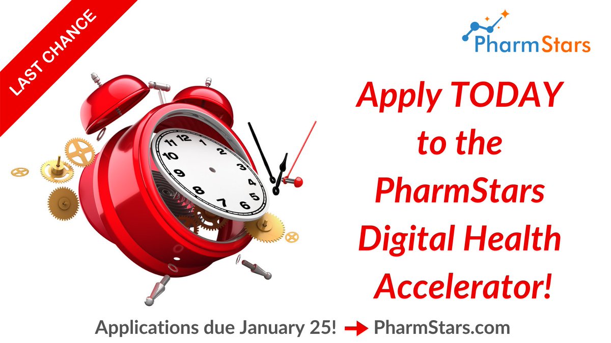 PharmStars's tweet photo. ⏰ It's the LAST DAY!! Applications for @PharmStars' Spring #AcceleratorProgram are due TODAY, January 25, 11:59 pm ET 📣 #Digitalhealth #startups w/ a pharma operations or outcomes #innovation who want #pharma clients apply NOW 👉 https://t.co/d8qcN396LU https://t.co/YsNDnBWDJv