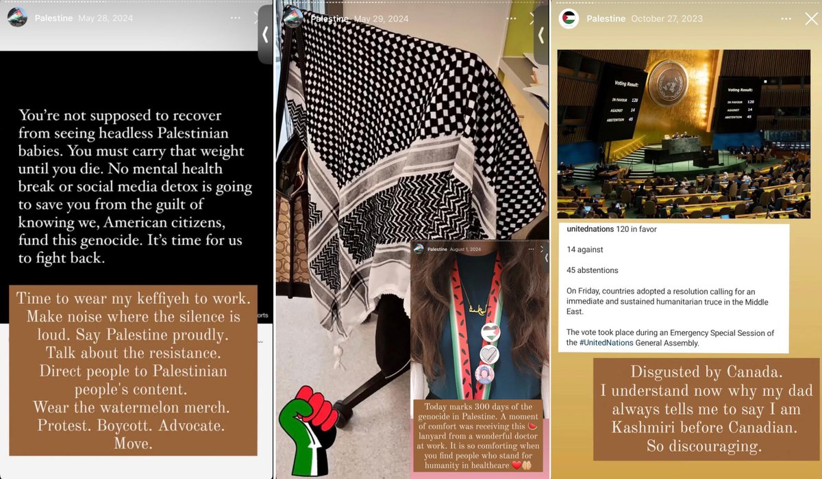 l3v1at4an's tweet photo. Shazia Khan is a Pakistani Pediatric Nurse currently with The Montreal’s Children Hospital @HME_MCH and McGill University Health Centre @cusm_muhc. She is registered with the @OIIQ under Registration Number 2140590.

Shazia Khan is a support of Hamas leader Yahya Sinwar, responsible for the largest mass murder of Jews since the Holocaust, where she posts materials of him speaking to her Instagram.

“Nothing but the resistance makes sense anymore” another post reads from Shazia Khan, further reaffirming her support for the designated terrorist group Hamas.

Referring to Israelis including the captive hostages from October 7th, Shazia Khan states “rot in hell” and hopes they “will never know peace or joy in this world.”

Shazia Khan can be seen attending the radical Pro-Hamas Montreal4Palestine events that have been seen overtaking Montreal for over 2 years with terrorist glorification & outdoor prayers.

According to her posts, Shazia Khan wears her keffiyeh to work while at the pediatric hospital, even sharing Palestine lanyard & pins with fellow doctors.

This is a Notice of Public interest to Jewish patients at the listed hospitals who may have children under the care of Shazia Khan, a pediatric nurse who supports Yahya Sinwar & Hamas.

All materials provided were obtained via publicly available sources & does not contain any forms of private media.