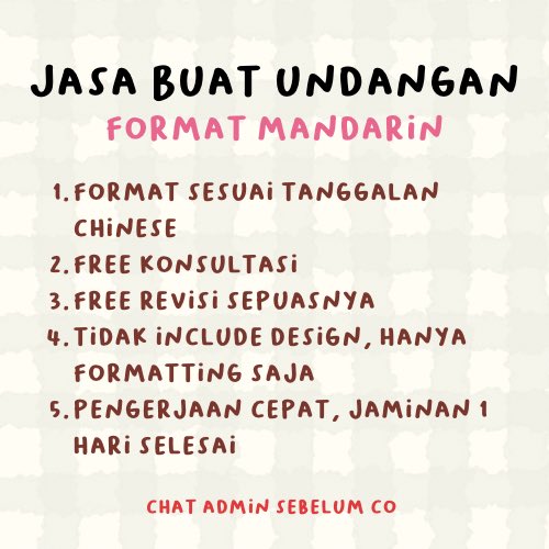 hai teman teman, aku ada sediain jasa buat undangan pernikahan format mandarin ya, mulai dari penanggalan imlek sampai format penulisannya. yang mau langsung chat wa ku aja wa.me/6285659079625

#zonauang #mandarin #translatormandarin #undangancina #langtwt