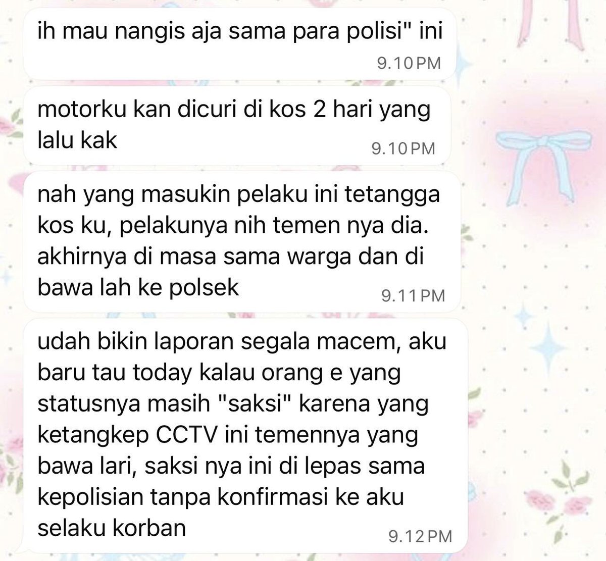 onetwone_id's tweet image. Halo guys, maaf kalo kesannya kurang professional up di akun bisnis, tapi karena ini sudah cenblue jadi aku pikir engagement nya bakal lebih luas.

jadi temenku dia umurnya dibawah aku, lagi kuliah dan dia anak yatim piatu, baru kemarin kena musibah motornya kemalingan di cctv…