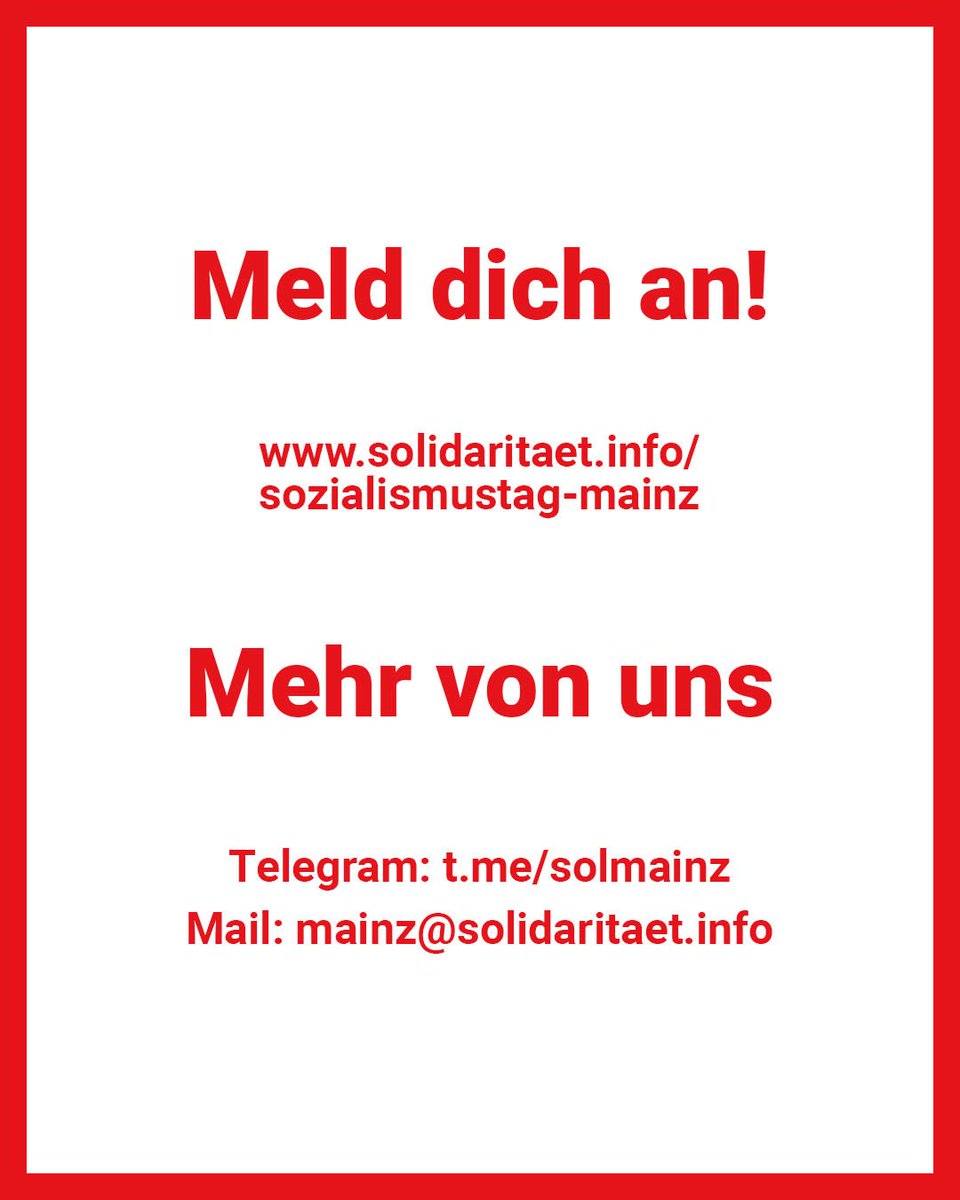 omgkringeh's tweet image. Kommt zum Mainzer Sozialismustag!

Jetzt Anmelden: solidaritaet.info/sozialismustag…

@solcwi