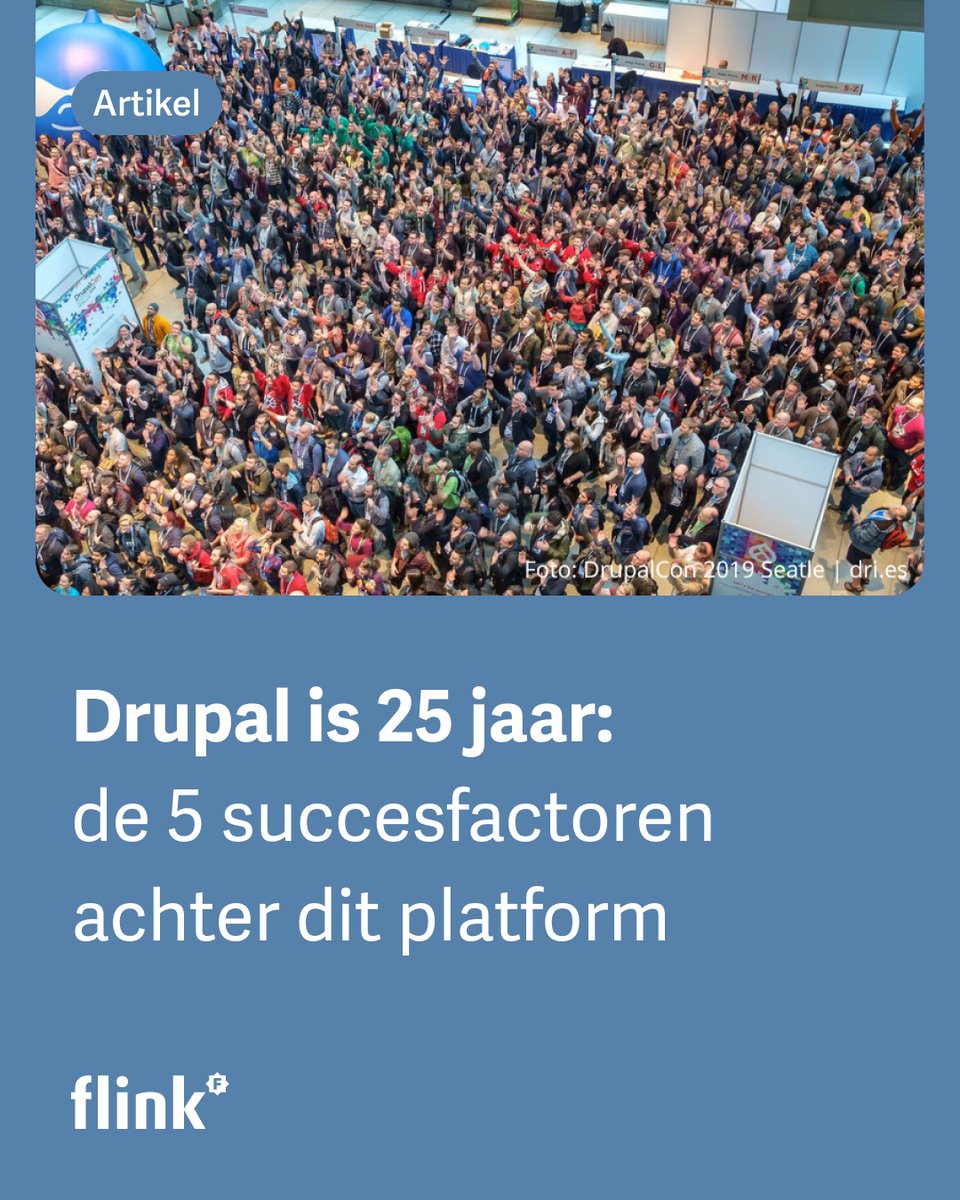 Toen Twitter (nu X) nog niet bestond... 

Drupal is 25 jaar🥳! 

In een wereld waarin techtrends elkaar in hoog tempo opvolgen, is dat best een statement. 

We delen de 5 succesfactoren die Drupal al 25 jaar sterk houden. 

Lees het artikel: flink.nl/nieuws/drupal-…
