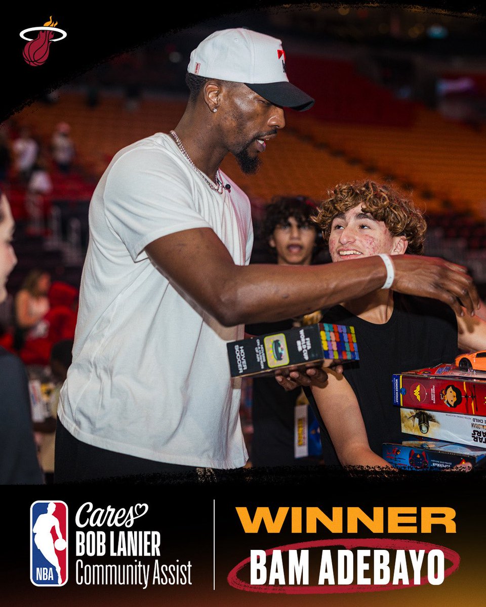 MiamiHEAT's tweet image. Congrats to @Bam1of1 on receiving the December @nbacares Bob Lanier Community Assist Award for his passion and commitment to helping the community!