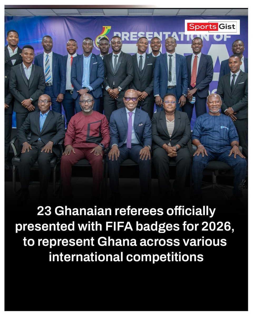 23 Ghanaian referees officially presented with FIFA badges for 2026, to represent Ghana across various international competitions

#Sportsgist 
Delay | Awal Mohammed | Blakk Rasta |