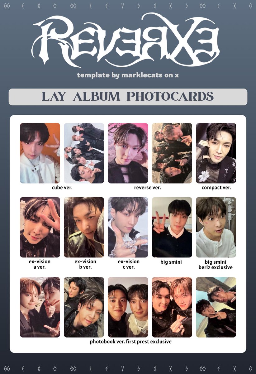 EXO REVERXE EX-VISION トレカ 6枚　C Ver. EXO REVERXE EX-VISION トレカ 6枚 C Ver. EXO REVERXE 8th Album EX