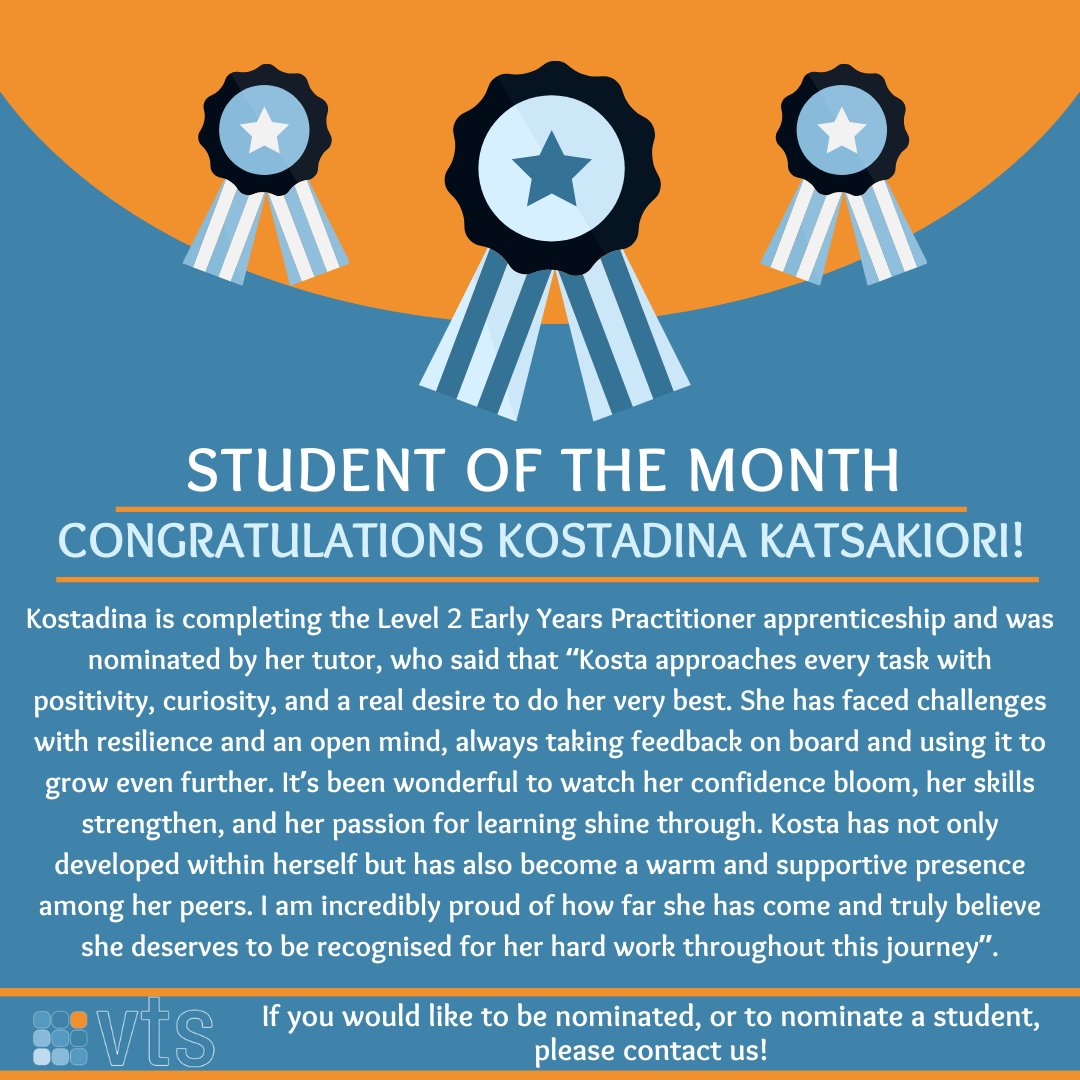 vtslearning's tweet image. Congratulations Kostadina on being our Student of the Month at VTS!
Well done and keep up the amazing work! 🎉