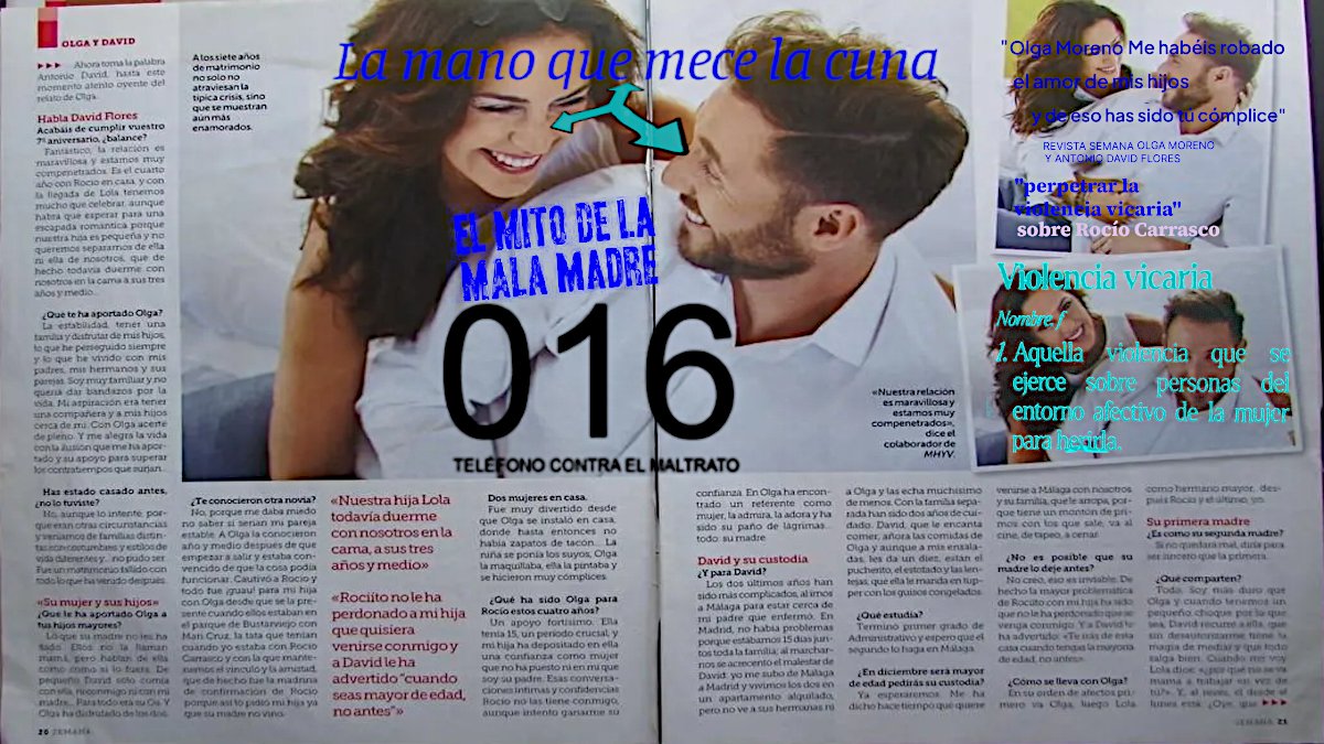 "Las mentiras se cuentan solas"
AD↔️OM: La mano que mece la cuna
OM "Me habéis robado el amor de mis hijos y de eso has sido tú cómplice" -Rocío Carrasco Mohedano.
El☎️016 Por una sociedad libre de violencia de género
 #JusticiaParaRocioCarrasco #MareaFucsia  #APOYOROCIO21E