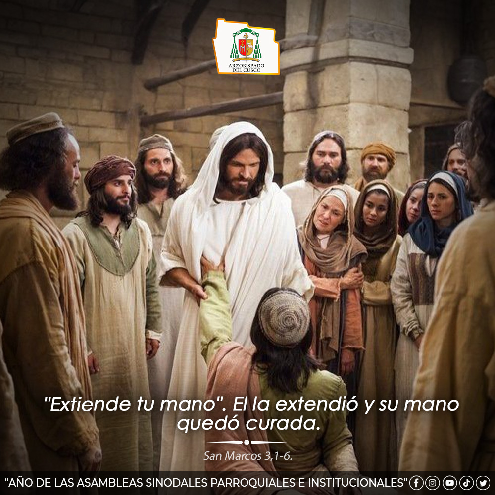 ArzoCusco's tweet photo. 𝑬𝒍 𝑬𝒗𝒂𝒏𝒈𝒆𝒍𝒊𝒐 𝒅𝒆 𝒉𝒐𝒚: San Marcos 3,1-6.
21 de enero
#ArzobispadoDelCusco
#IglesiaCatólica
#IglesiaDelCusco
#Noticias
#Cusco
#Perú
#AñoDeLasAsambleasSinodales https://t.co/REt57mM8HO