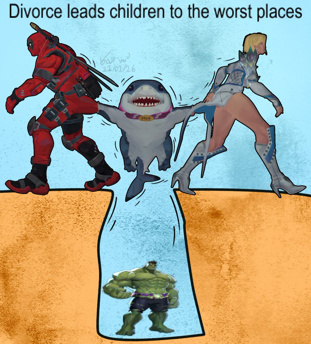 veryfunnyhandle's tweet photo. Custody Battle #MarvelRivals https://t.co/8HkN1xLGqj