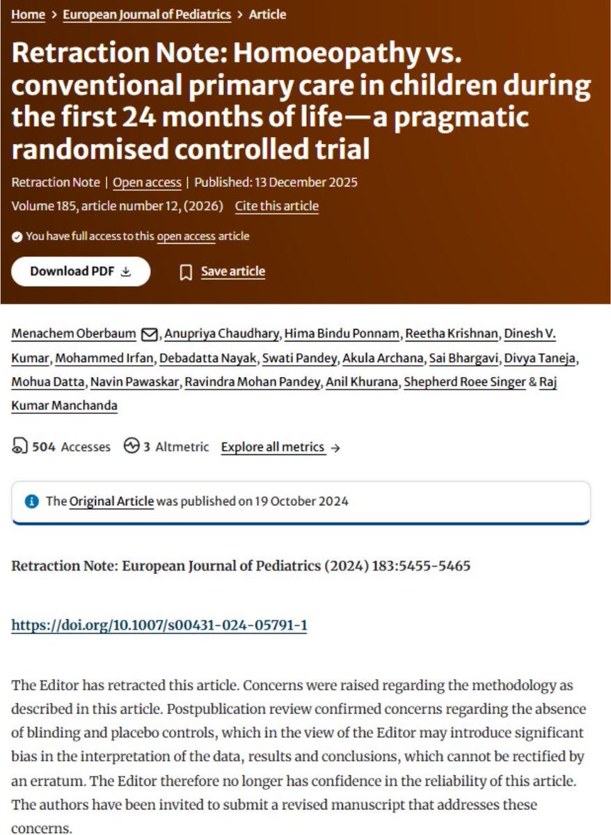 theliverdoc's tweet image. Dear friends, I have something important to tell you. 

In December 2024, 'researchers' from multiple Indian Government Homeopathy institutions along with 'researchers' from Israeli Homeopathy institutes, published a randomized controlled trial that concluded that use of…