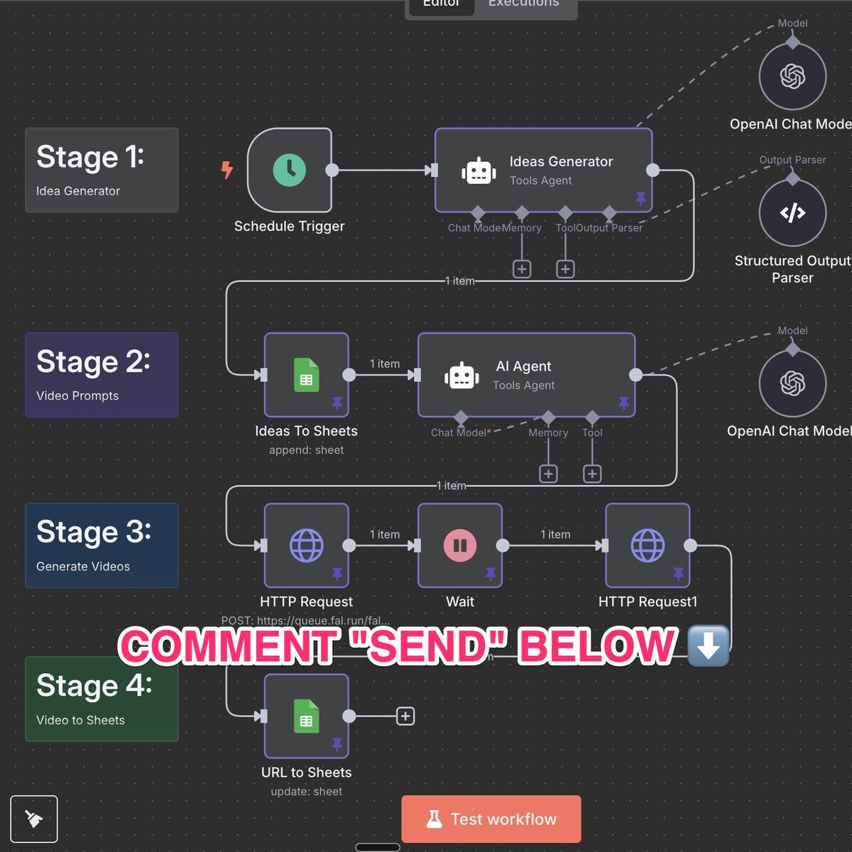 nahidulislam404's tweet photo. 🚨 BREAKING: This AI VIDEO FACTORY is INSANE…

This AI Agent turns random ideas into viral AI-generated videos.

Fully automated. No editor. No effort:

→ Auto-generates video ideas w/ ChatGPT
→ Creates wild scenes using Veo 3 + FAL API (e.g. Yeti vlogging w/ chopsticks)
→ Auto-lip syncs, animates, renders & stores final video
→ Logs prompt, caption, video URL + scene details in Google Sheets
→ Optionally stitches clips into longer vids
→ Ready to auto-post to TikTok, IG, YouTube, etc

Built 100% in n8n. No editors. No VAs. Just wild videos on full autopilot.

LIKE + RETWEET + COMMENT “Send" & FOLLOW. I’ll send you the FULL workflow + setup FREE!