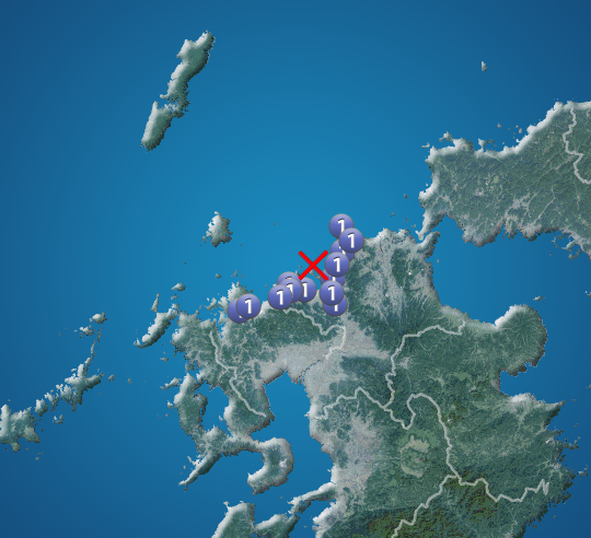 【地震情報】
1月22日 0:08 震度1
震源：福岡県北西沖 M3.3 深さ約10km
この地震による津波の心配はありません。
weathernews.jp/quake/?id=2026…