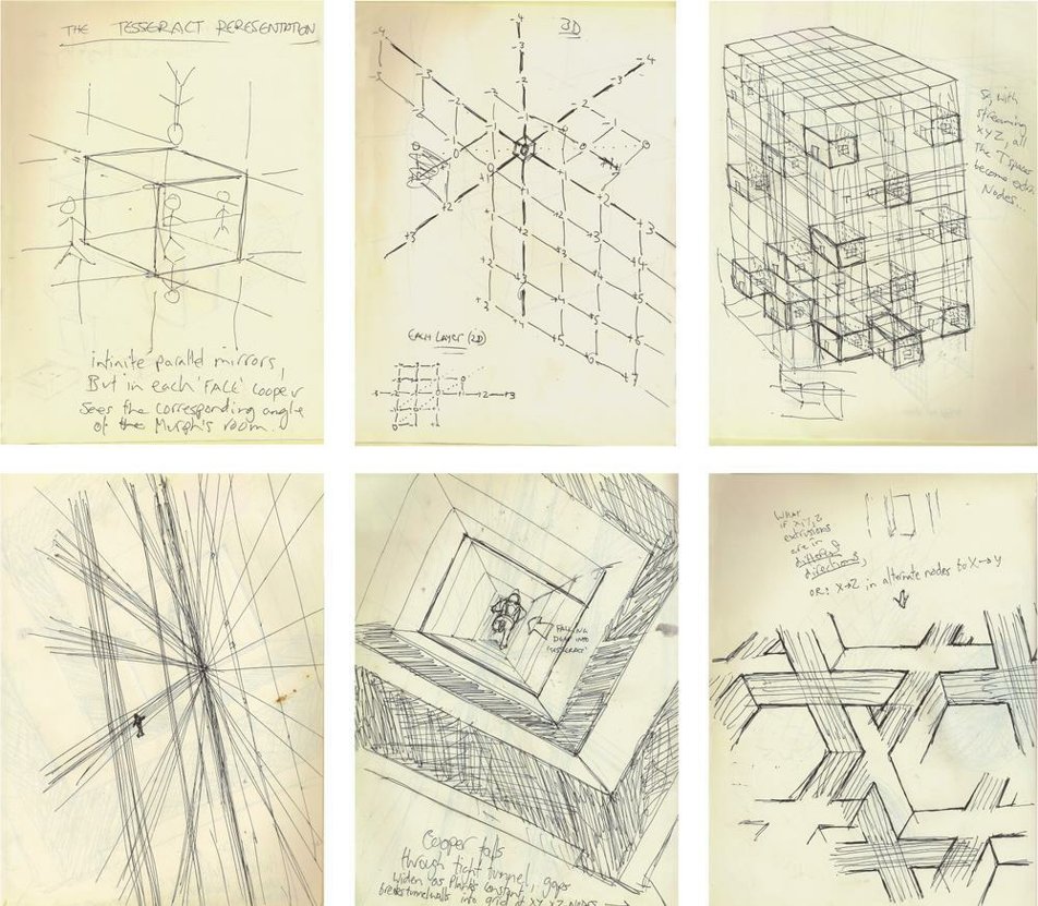 Christopher Nolan’s hand-drawn sketches for the tesseract in Interstellar