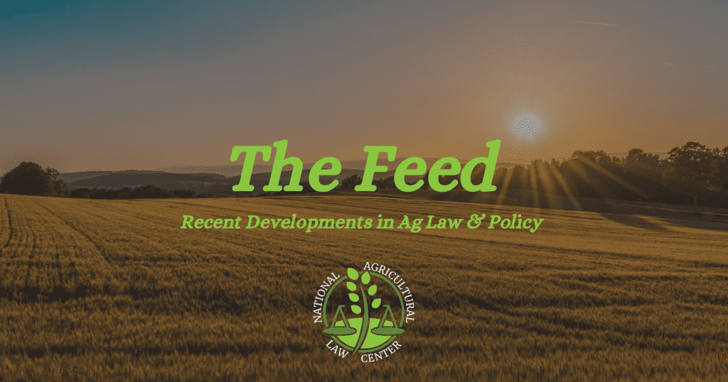 nataglaw's tweet photo. The Feed Vol. 4, Issue 1 was released last week. Check it out for the latest in #aglaw and #agpolicy updates on #EndangeredSpeciesAct, #FoodLabeling, #NutritionPrograms, and more. 👇
https://t.co/kkQkskzxd9 https://t.co/gOnekeyovL