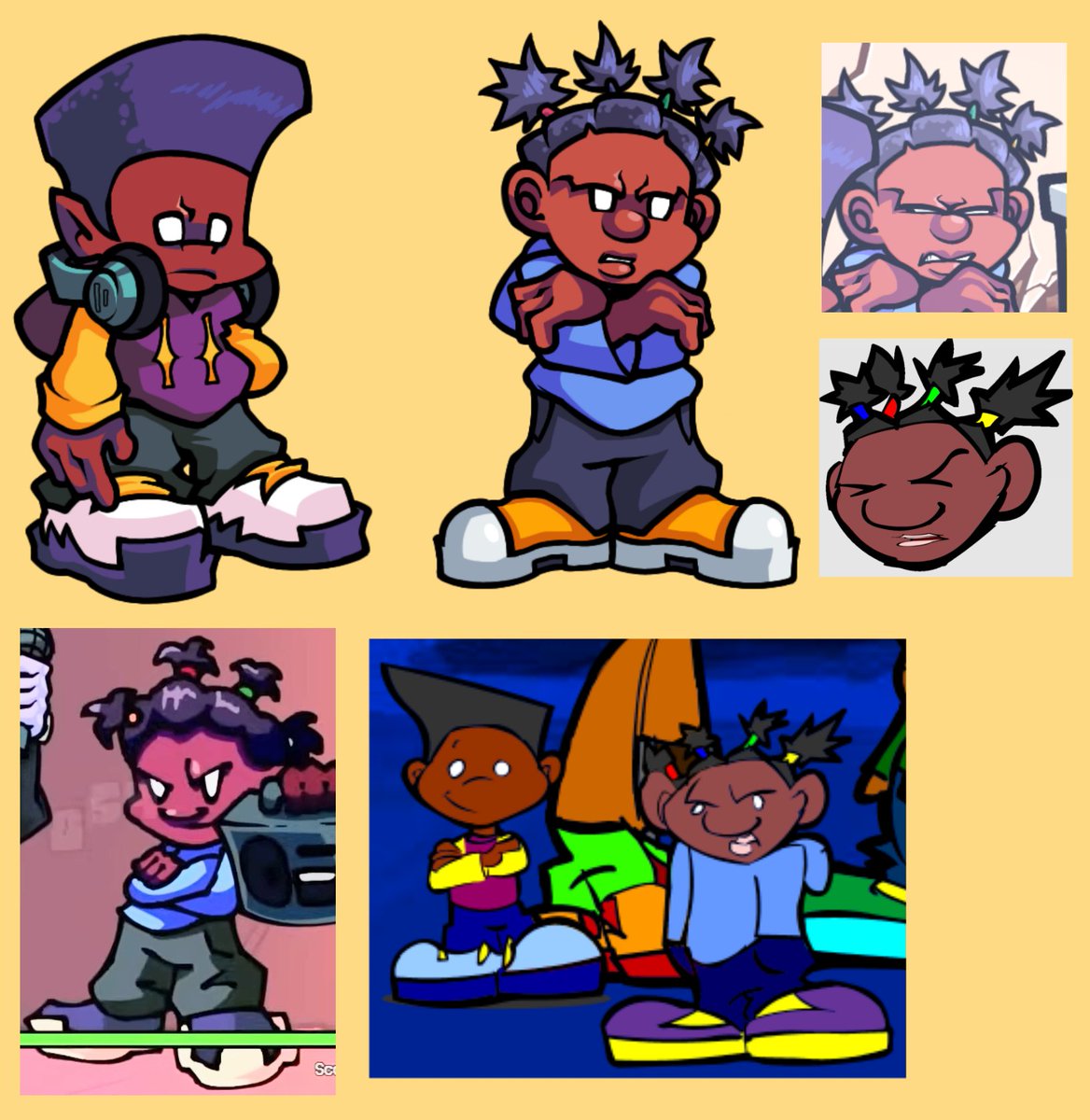 Thank you for over 1,500 followers!
Several of you mentioned Darnell's friends, so here's his reference material and a full image!
(The image in the bottom left is sourced from Darnell mix)